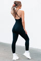 The Road To Happiness Ribbed Lace-Up Catsuit (Black) - NanaMacs