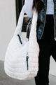 Ready For Takeoff Oversized Quilted Zenana Tote (White) - NanaMacs