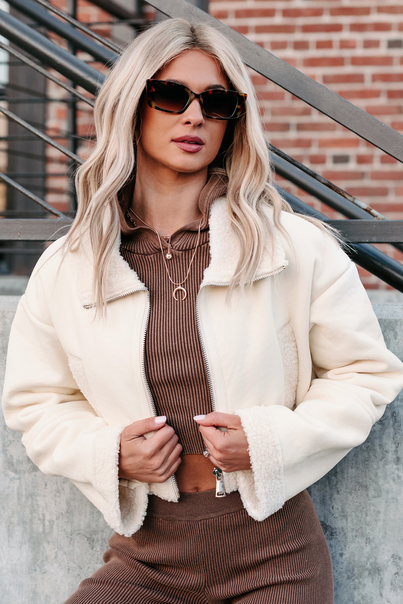 Denver Nights Faux Leather Crop Jacket (Cream)