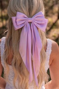 Hello Lovely Barrette Hair Bow (Lilac) - NanaMacs