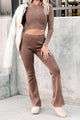 Happiness In Simplicity Ribbed Two-Piece Set (Brown) - NanaMacs