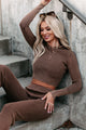 Happiness In Simplicity Ribbed Two-Piece Set (Brown) - NanaMacs