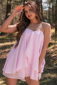 Whimsical Notion Flounce Chiffon Sweetheart Mini Dress (Pale Pink) - NanaMacs