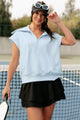 Confidently Casual Quarter-Zip Short Sleeve Pullover (Soft Blue)