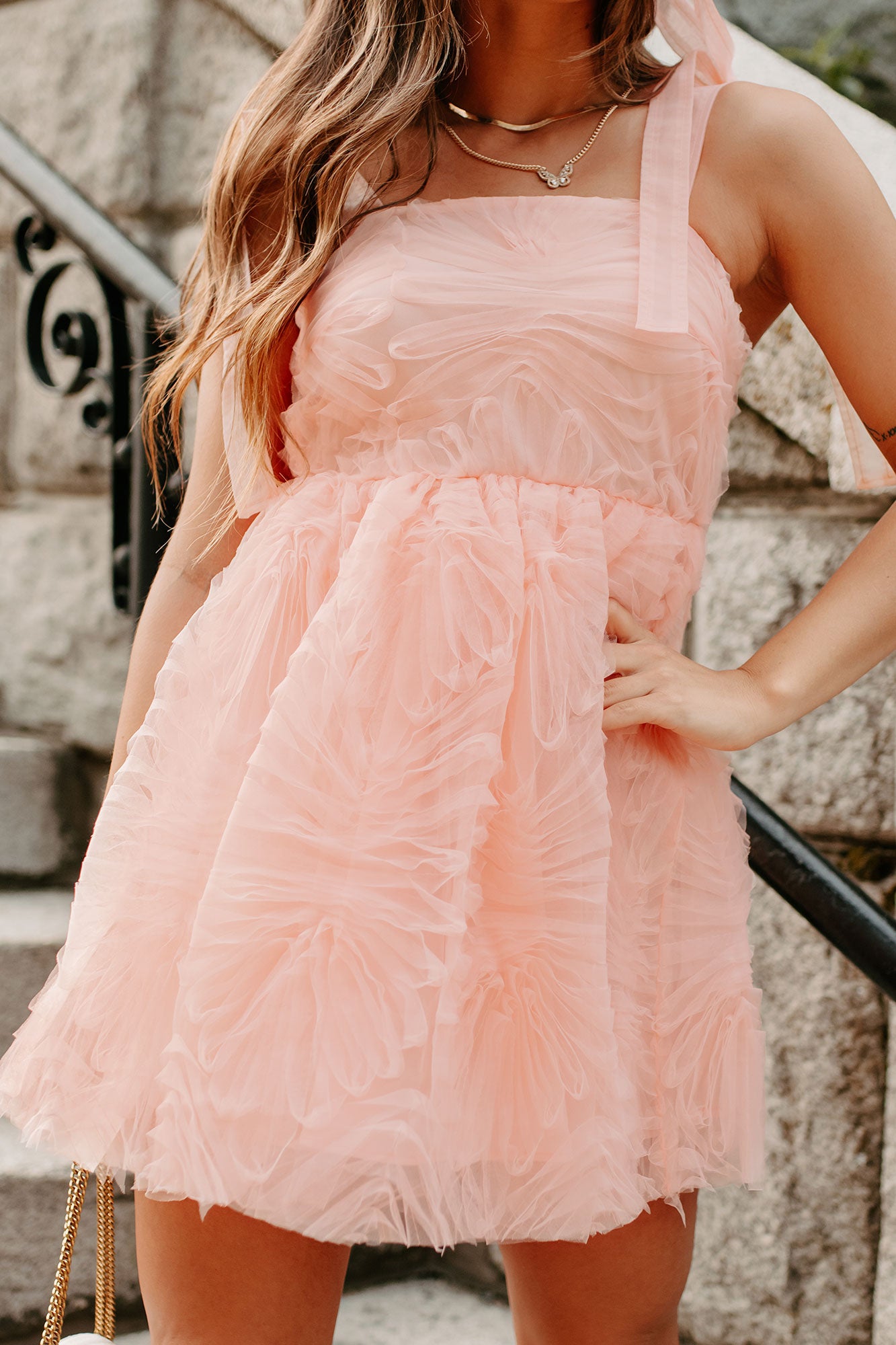 Charmed Textured Mini Dress (Pink) - NanaMacs