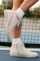 Rooney Retro High-Top Sneakers (Taupe Snake)