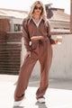 Easy To Imagine Crop Hoodie & Pants Set (Brown) - NanaMacs