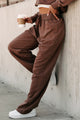 Easy To Imagine Crop Hoodie & Pants Set (Brown) - NanaMacs