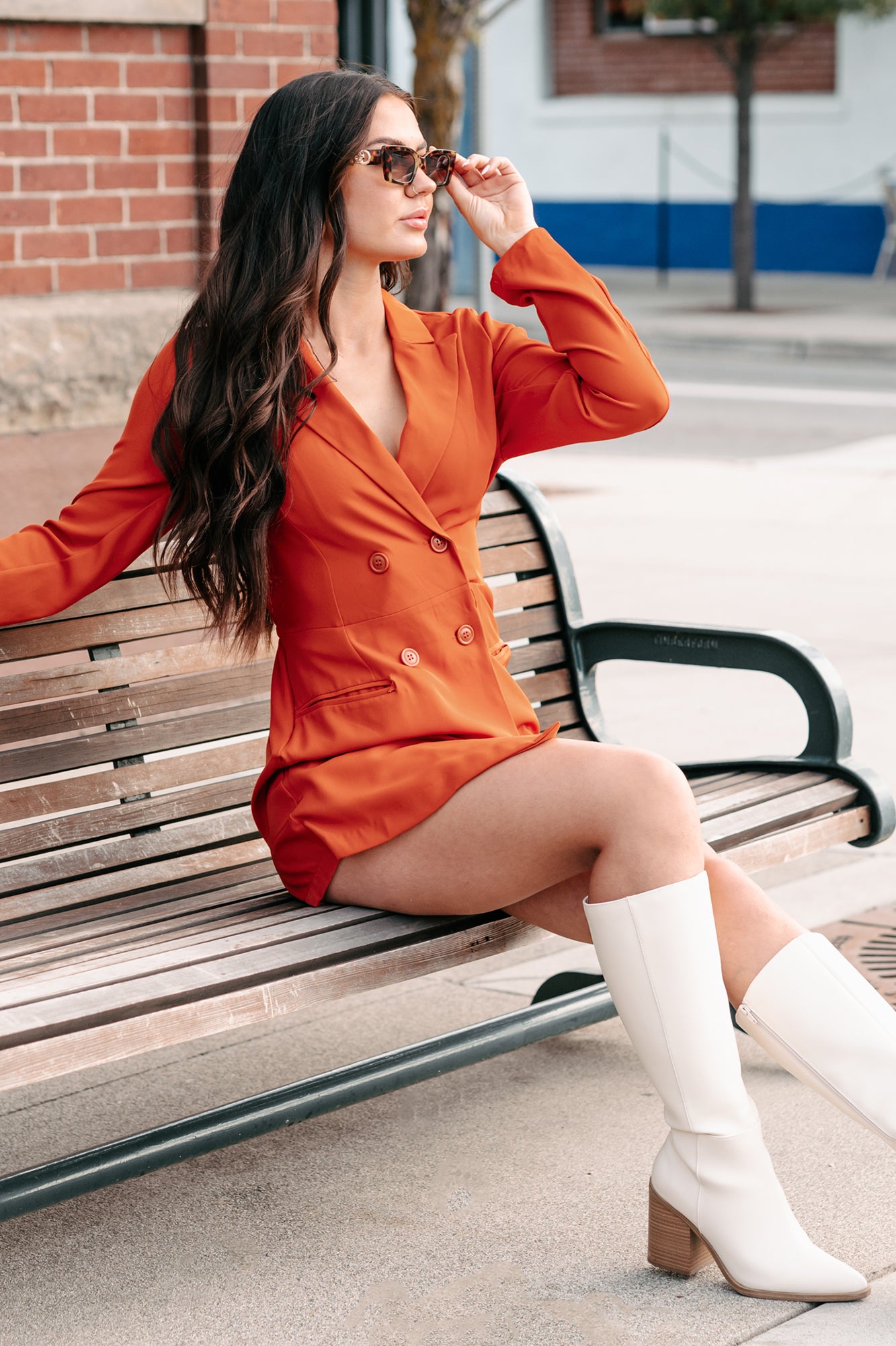 New Career Paths Blazer Romper (Rust) - NanaMacs