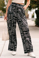 More Than Words Printed Satin Cargo Pants (Black/White) - NanaMacs