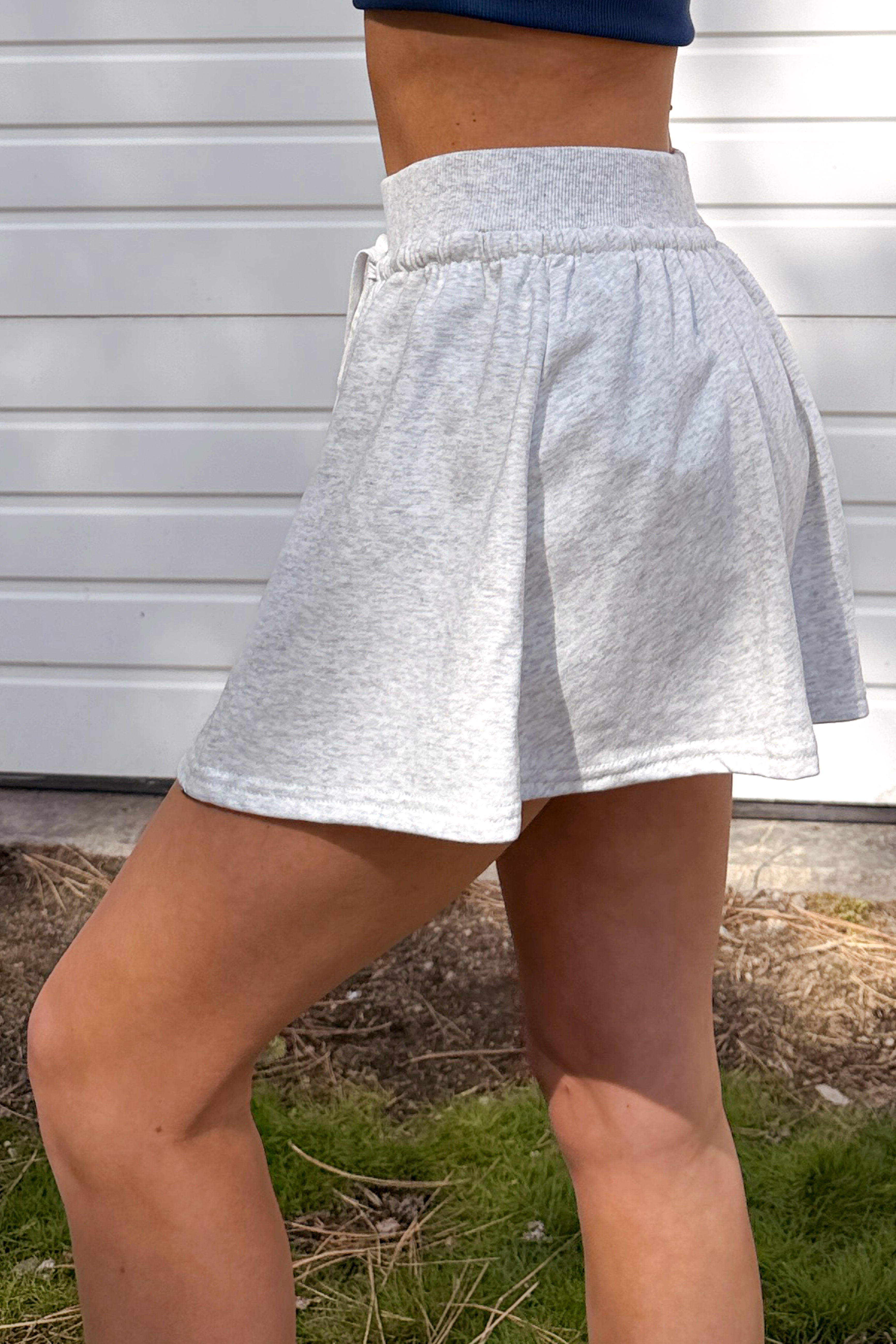 Daylight Dash Crop Top And Skort Set (White Melange) - NanaMacs