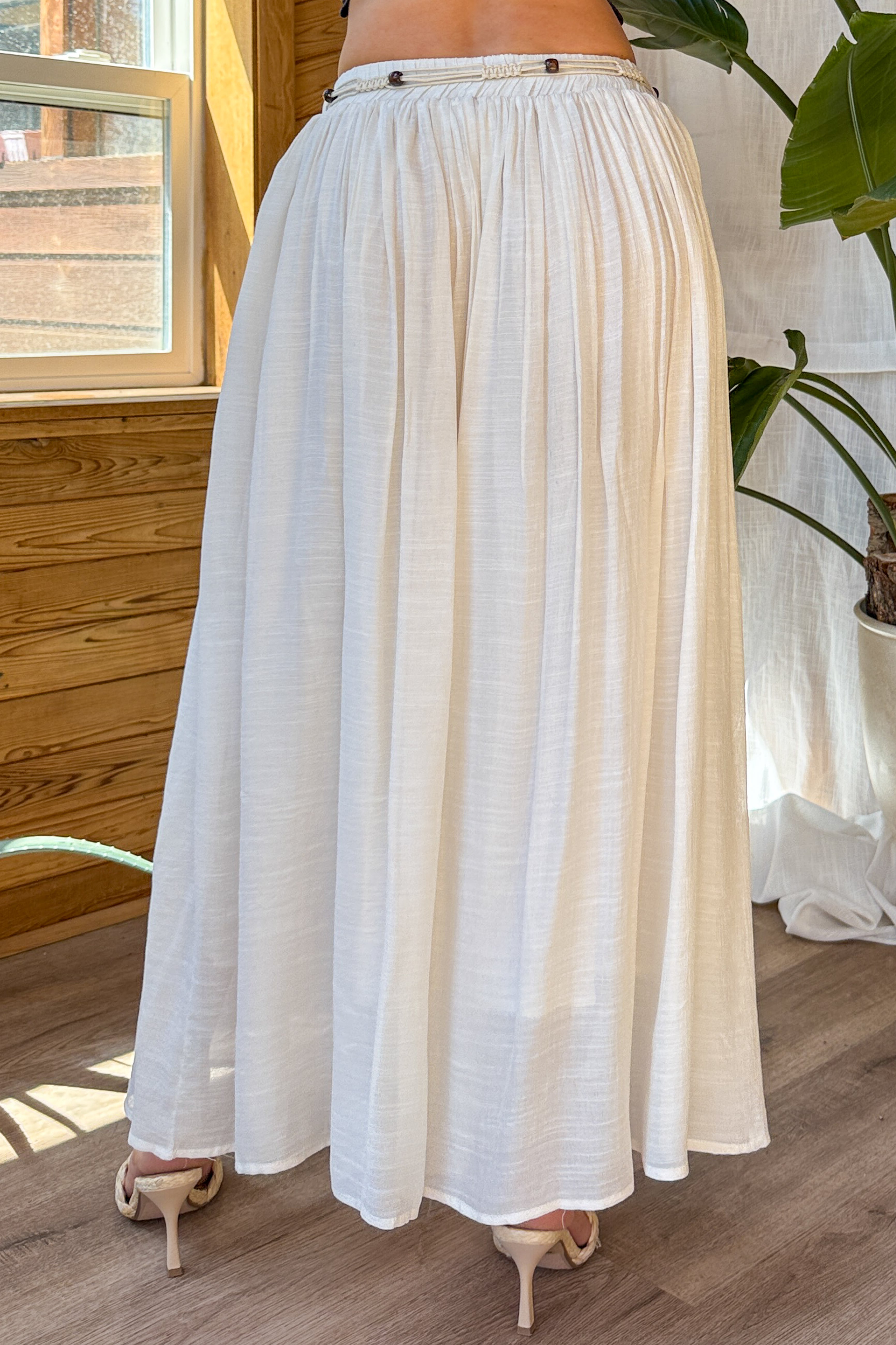 Desert Muse Mello Rope Belt Maxi Skirt (Off White) - NanaMacs