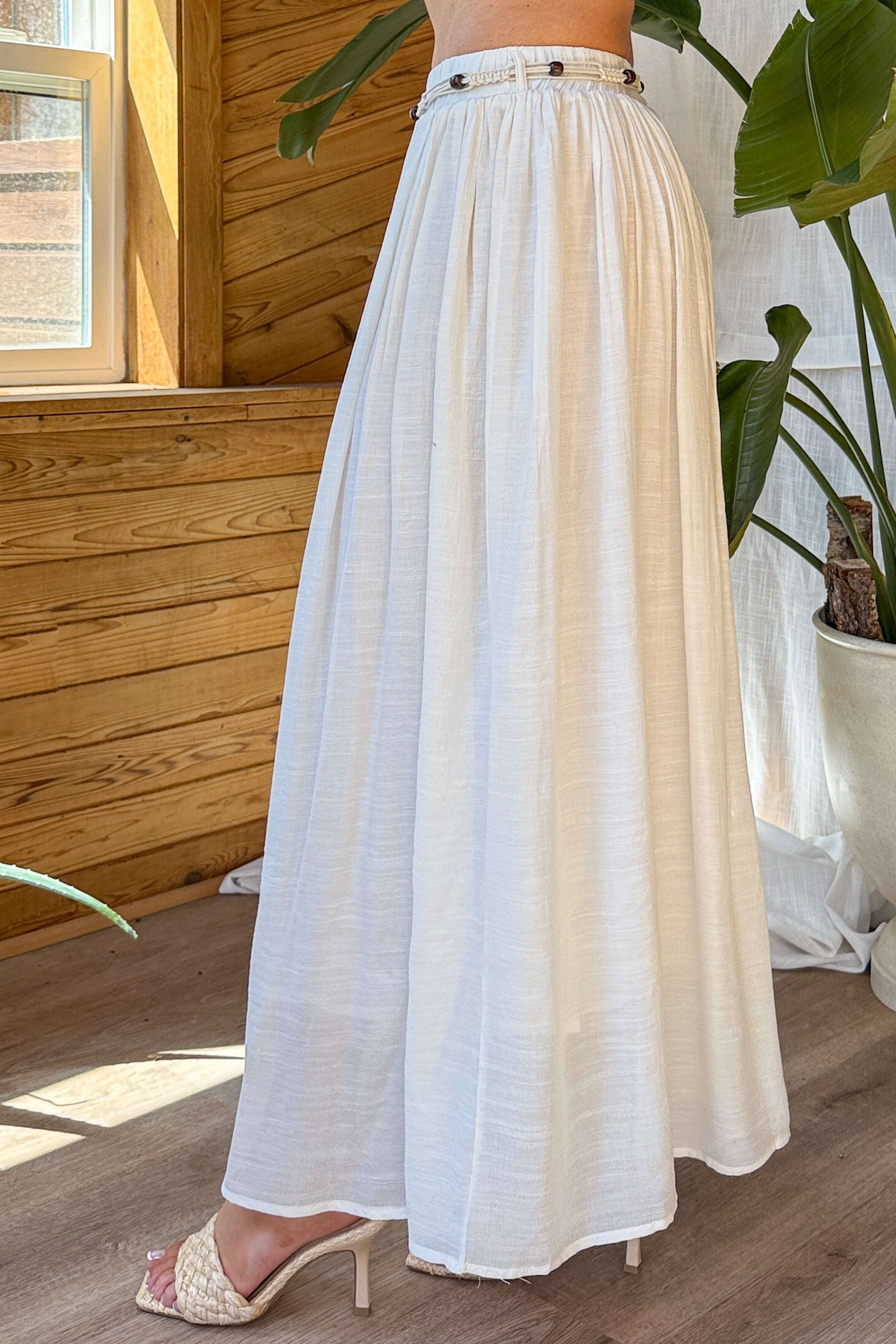 Desert Muse Mello Rope Belt Maxi Skirt (Off White) - NanaMacs