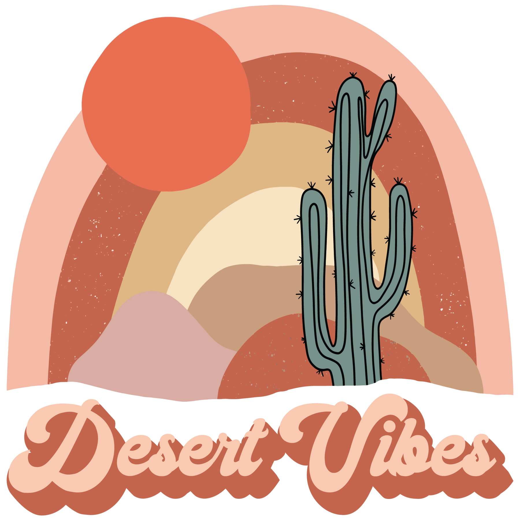 "Desert Dusk" Oversized Distressed Tie-Dye Graphic T-Shirt (Pastel Pink) - Print On Demand - NanaMacs
