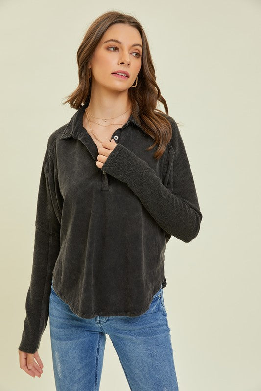 Drawing Lines Long Sleeve Top (Black) - NanaMacs