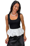 Easy Energy Contrast Peplum Bubble Hem Tank Top (Black) - NanaMacs