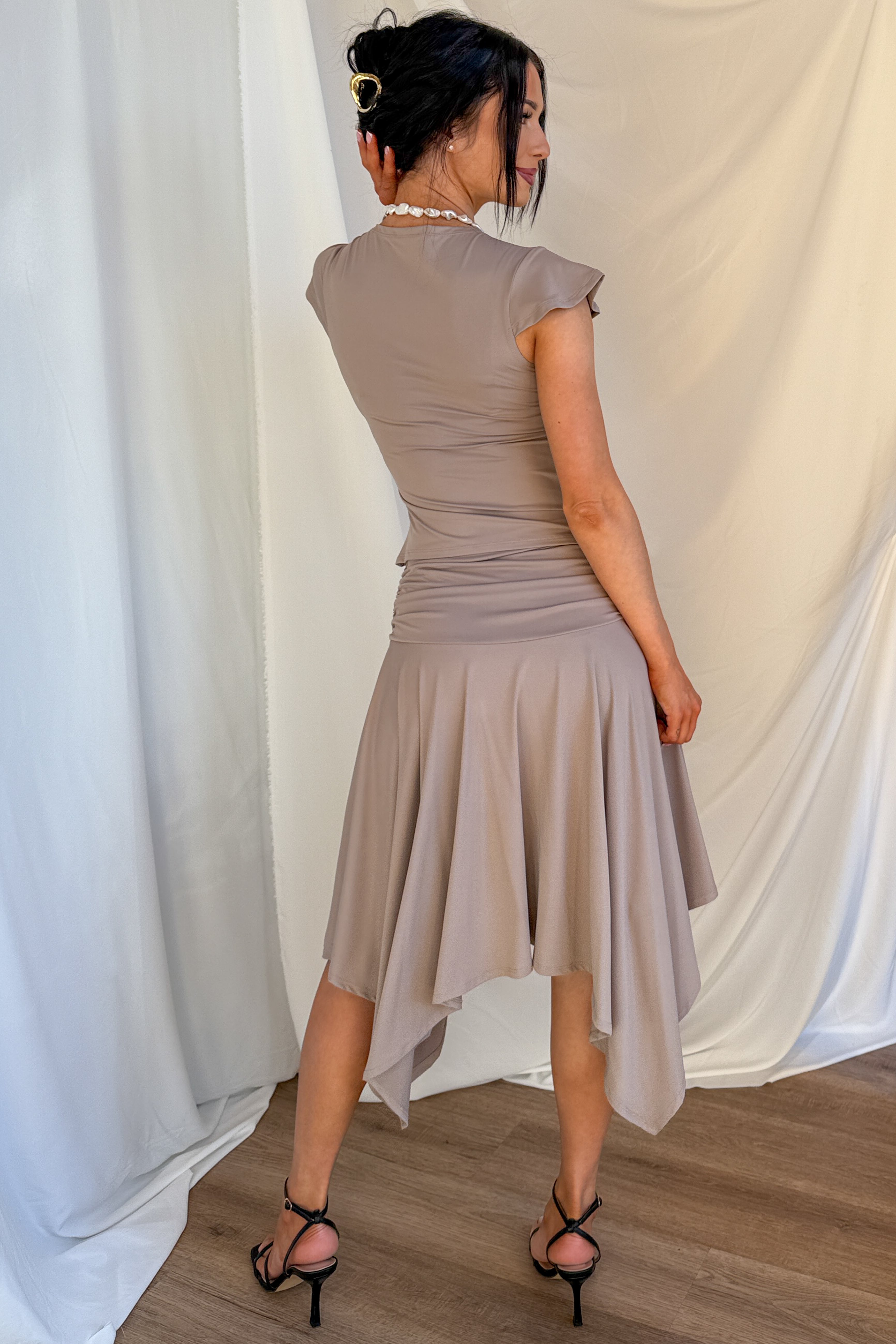 Effortless Babe Handkerchief Flowy Skirt (Taupe) - NanaMacs