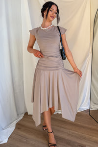 Effortless Babe Handkerchief Flowy Skirt (Taupe) - NanaMacs