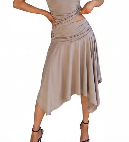 Effortless Babe Handkerchief Flowy Skirt (Taupe) - NanaMacs