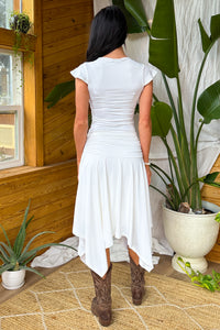 Effortless Babe Handkerchief Flowy Skirt (White) - NanaMacs