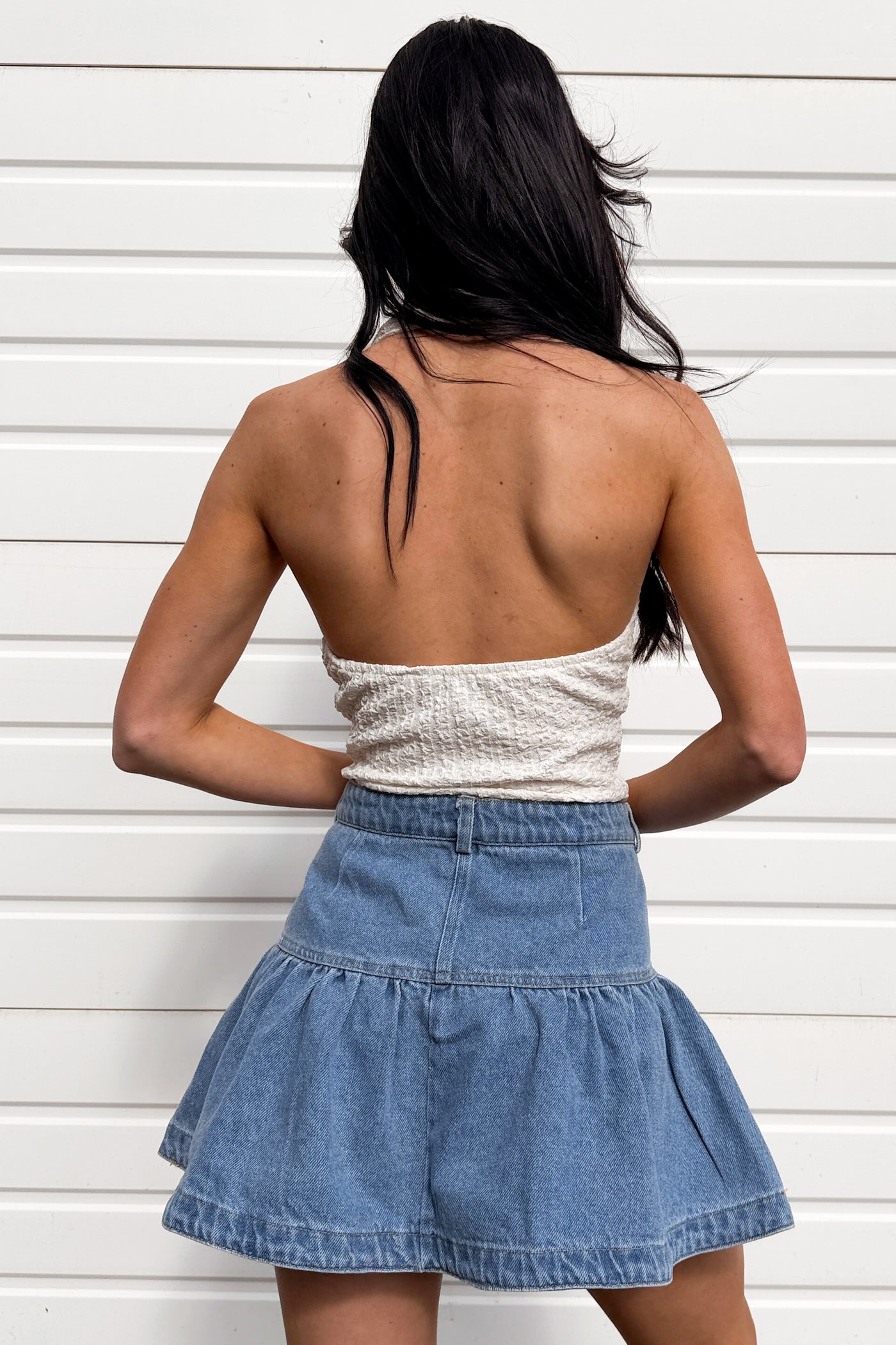 Everyday Energy Textured Halter Top (Cream) - NanaMacs