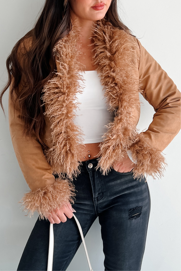 Nostalgia Trip Faux Fur Trimmed Jacket (Camel) - NanaMacs