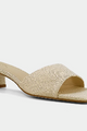 PREORDER For Fortune's Sake Chunky Kitten Heel Sandals (Nude Woven) - NanaMacs
