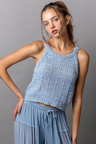 PREORDER Eden Sweater Knit Tank Top (Blue 2 Tone) - NanaMacs