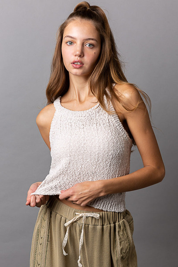 PREORDER Eden Sweater Knit Tank Top (Oatmeal) - NanaMacs