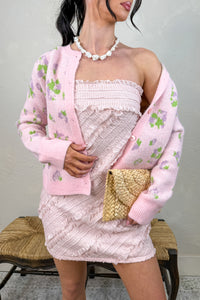 Fool For You Wool Blend Knit Cardigan (Pink Floral) - NanaMacs