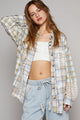 Romee Embroider Crochet Plaid Shirt (Blue Choco Multi) - NanaMacs