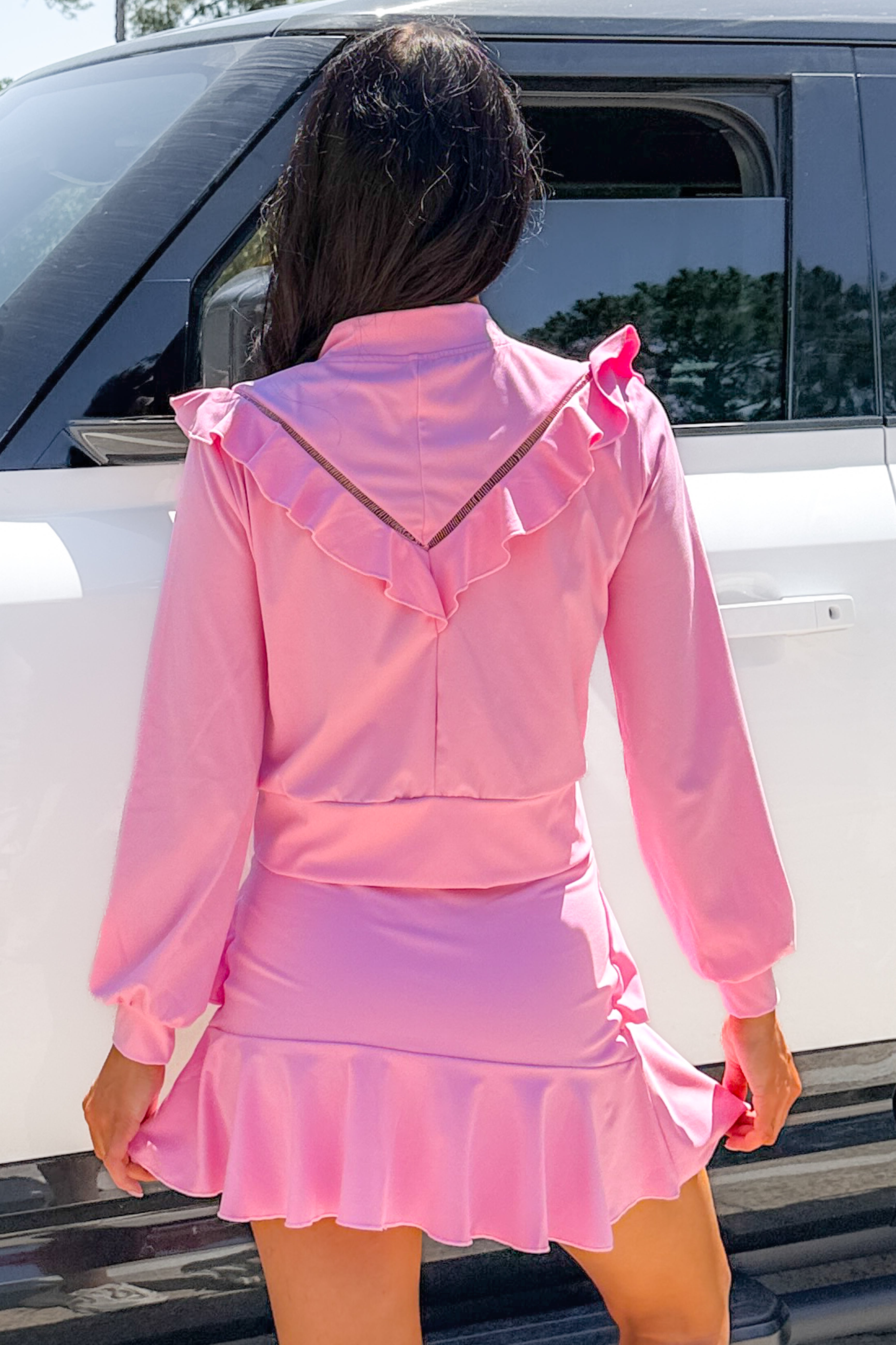 Game On Glam Zip-Up Ruffle Jacket (Pink) · NanaMacs Game On Glam Zip-Up Ruffle Jacket (Pink) · NanaMacs