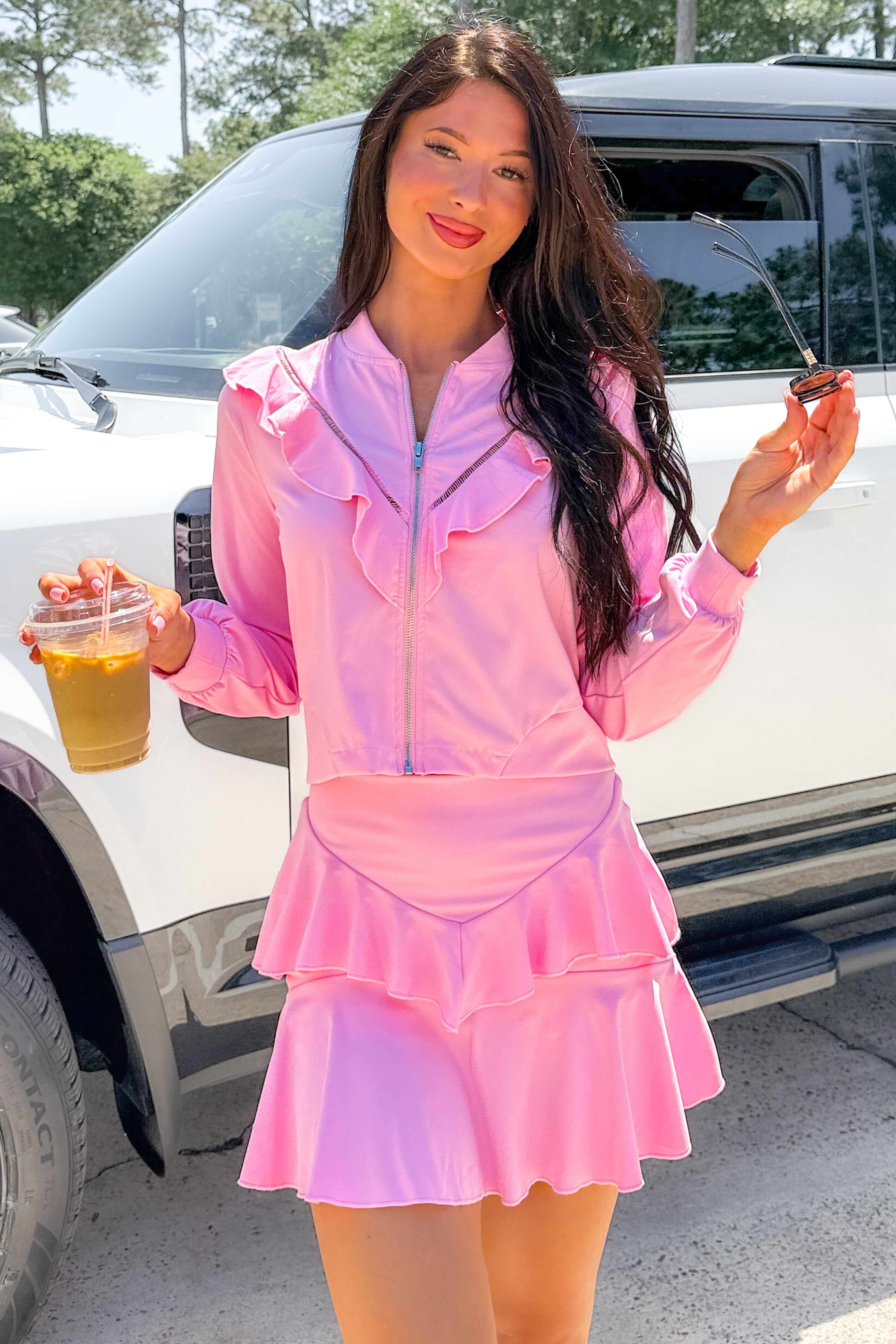 Game On Glam Zip-Up Ruffle Jacket (Pink) · NanaMacs