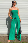 Garden Muse Smocked Strapless Jumpsuit (Kelly Green) - NanaMacs