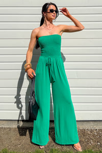 Garden Muse Smocked Strapless Jumpsuit (Kelly Green) - NanaMacs