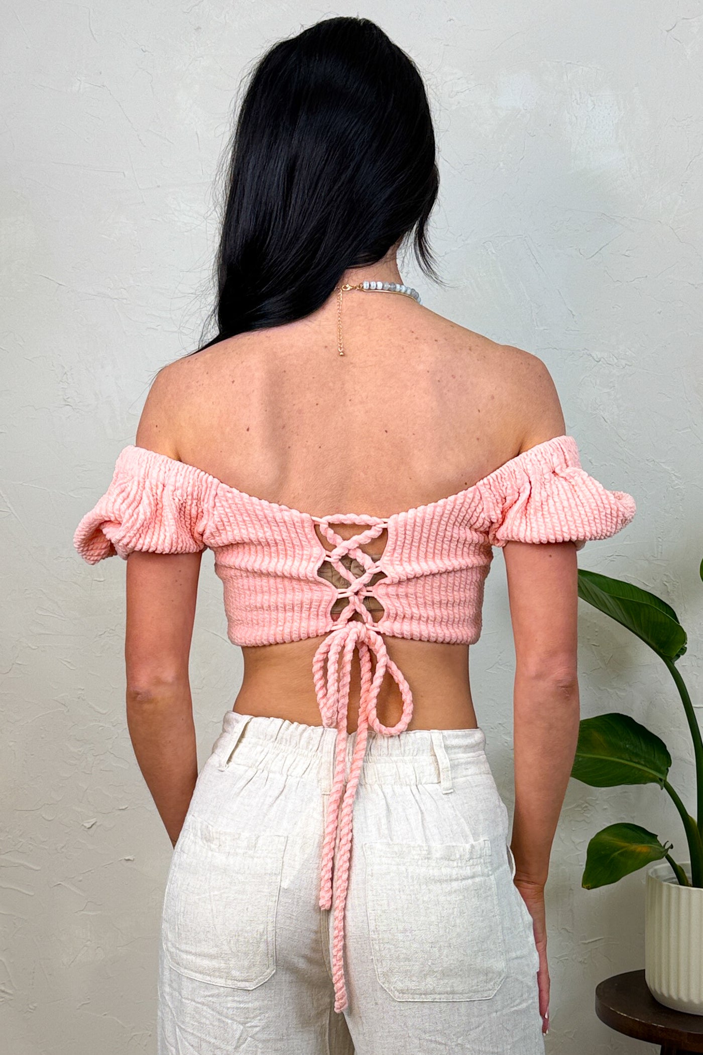 Golden Hour Ready Short Puff Sleeve Crop Top (Pink) - NanaMacs