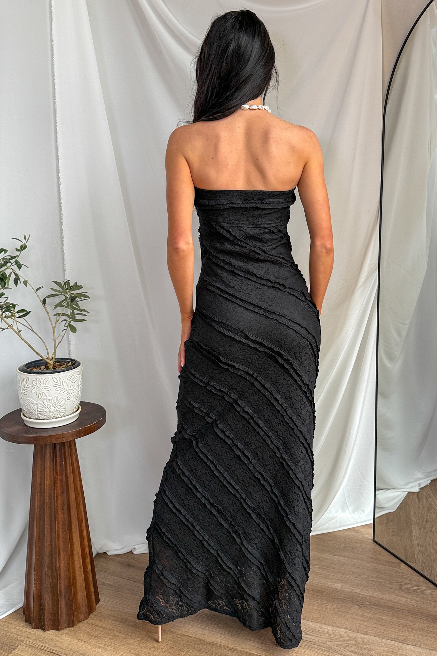 Hear Me Out Lace Strapless Maxi Dress (Black) · NanaMacs