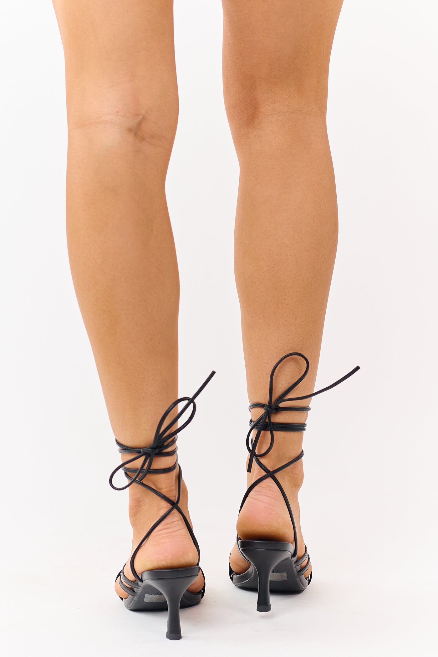 Heartbreaker Energy Lace Up Faux Leather Kitten Heels (Black) - NanaMacs