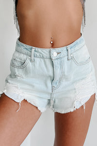 Crazy Crush High Rise Distressed Denim Shorts (Light Wash) - NanaMacs
