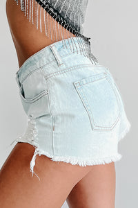Crazy Crush High Rise Distressed Denim Shorts (Light Wash) - NanaMacs