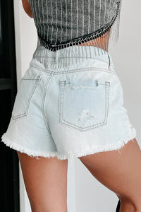 Crazy Crush High Rise Distressed Denim Shorts (Light Wash) - NanaMacs