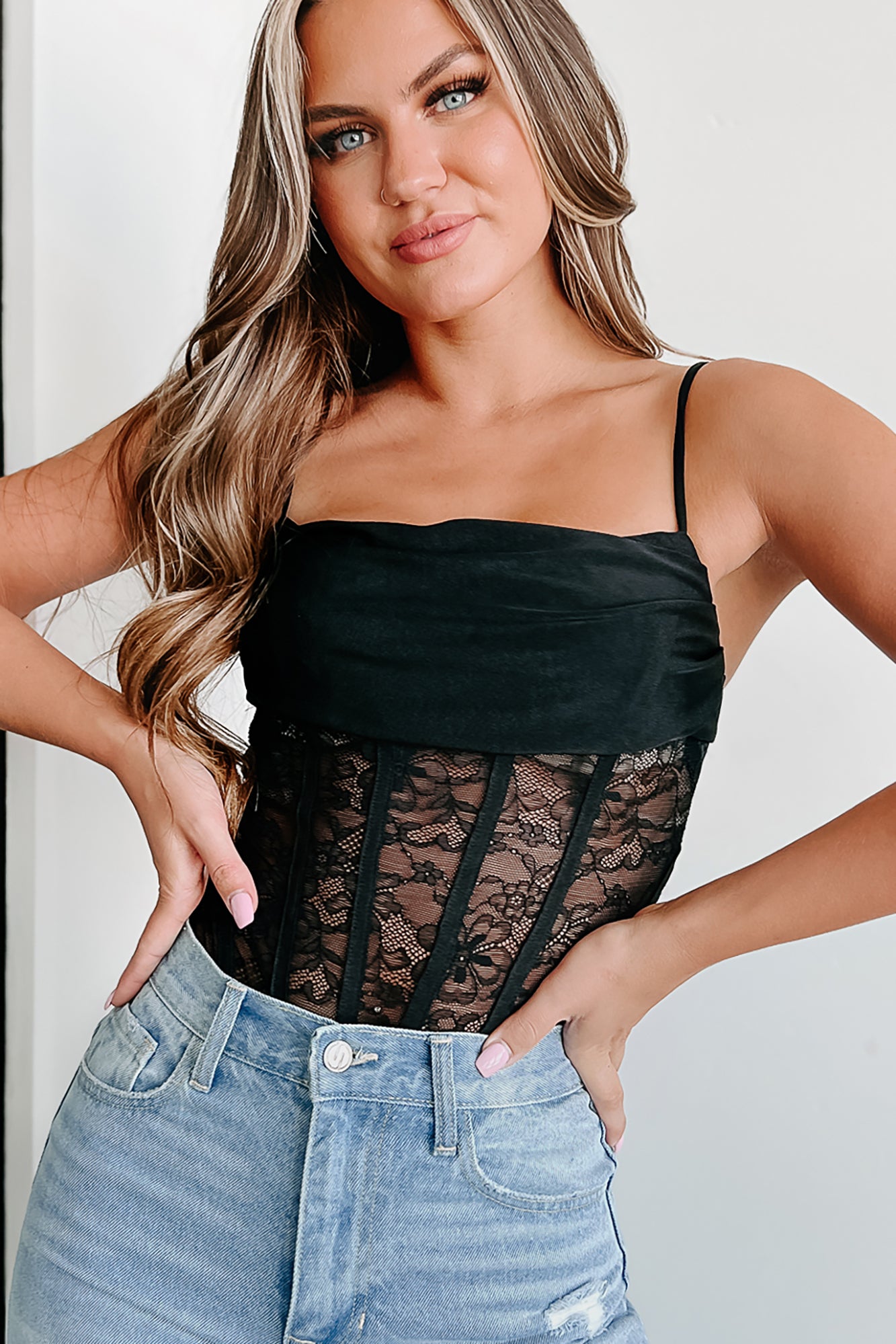 Too Much To Handle Lace Bodysuit (Black) - NanaMacs