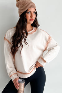 Bronze Ambition Contrast Seam Sweatshirt (Taupe) - NanaMacs