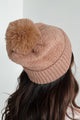 Toast To Winter Faux Teddy Pom Beanie (Camel)