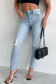 Azra High Rise Sneak Peek Slim Straight Jeans (Light Vintage) - NanaMacs