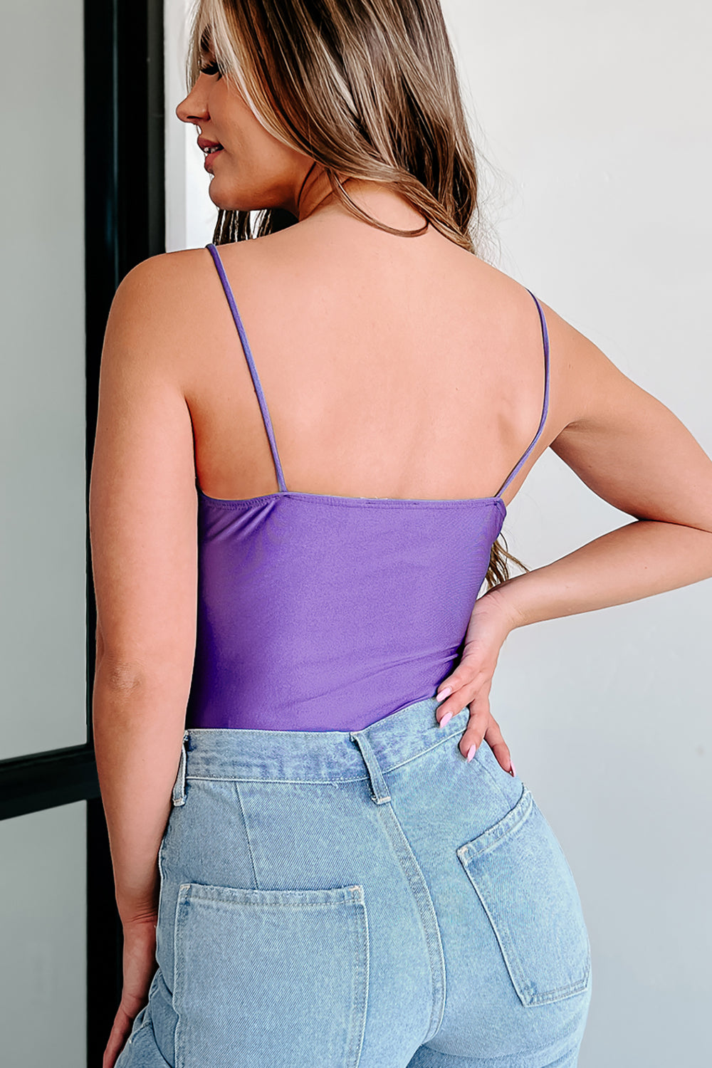 In Your Thoughts Cowl Neck Bodysuit (Violet) - NanaMacs