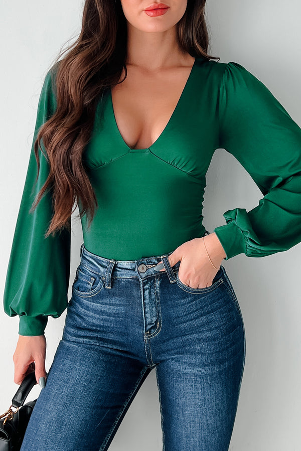 Serene Energy V-Neck Bodysuit (Green)