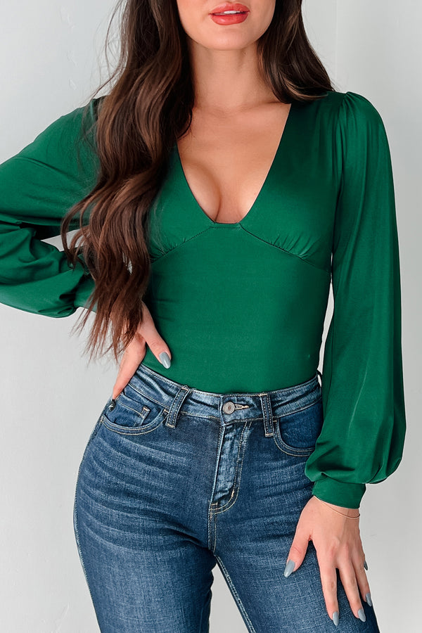 Serene Energy V-Neck Bodysuit (Green)