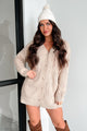 Hiding From The Cold Cable Knit Cardigan (Taupe) - NanaMacs