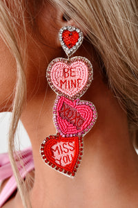 Words Of Love Candy Heart Earrings (Red Multi) - NanaMacs